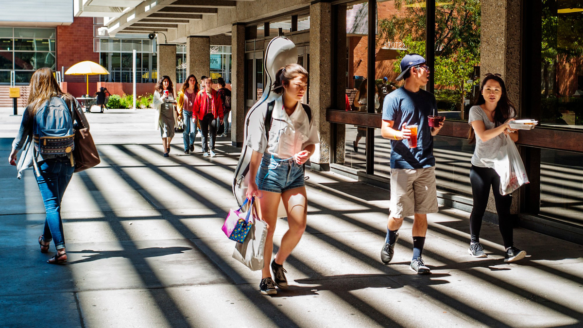 The state legislature is poised to pass a bill that will essentially ban AI instruction in California State University system courses and will require them to be taught by human instructors. Above, students at Cal State Los Angeles in March 2017. (Walt Mancini/Pasadena Star-News/TNS)