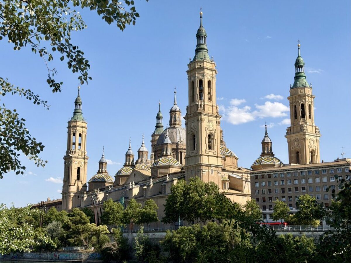  For the best view of the towering spires of Our Lady of the Pillar, head to the Jardin de la Garnacha, a unique urban vineyard/park in Zaragoza. Photo credit: Cathy Bennett Kopf 