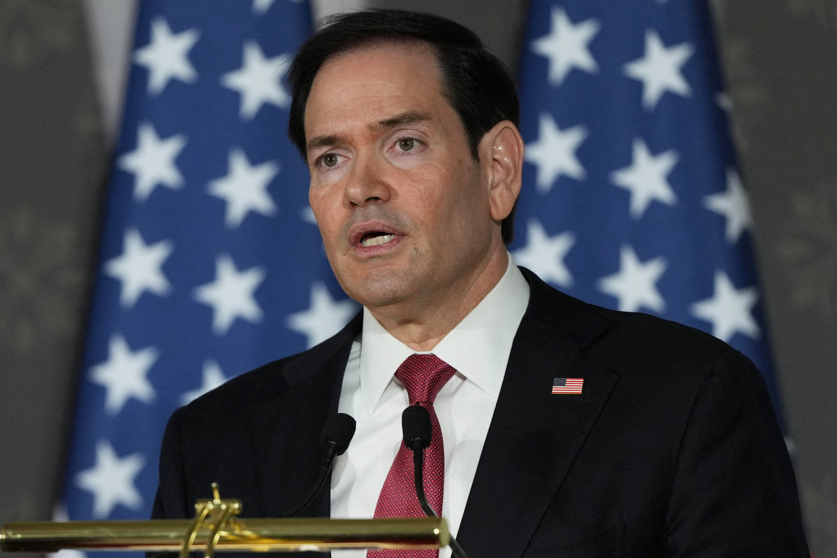 Secretary of State Marco Rubio speaks at a press conference in New Delhi, India, on May 26, 2026. 