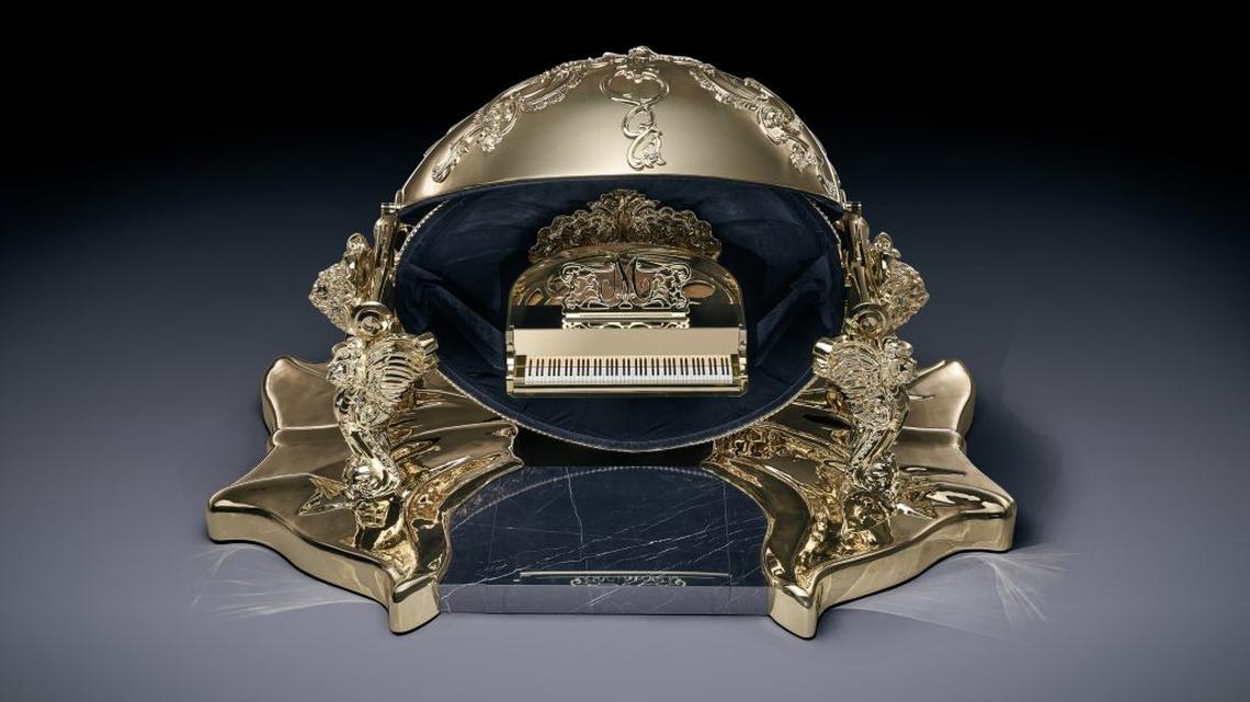 Grand piano hidden inside golden egg made for secret royal home