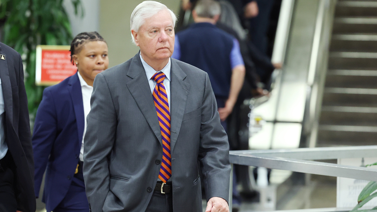 U.S. Sen. Lindsey Graham, R-S.C., walks through the Senate Subway in the U.S. Capitol Building on April 22, 2026, in Washington, D.C. (Anna Moneymaker/Getty Images/TNS)