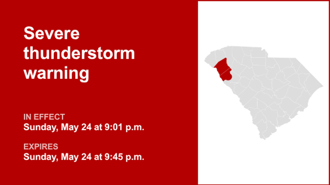 UPDATE: The current severe thunderstorm warning will be expiring at 9:45 p.m. 