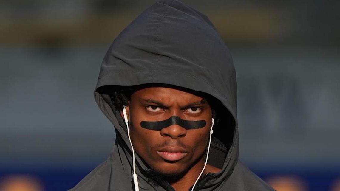  Nov 29, 2025; Berkeley, California, USA; California Golden Bears defensive back Hezekiah Masses (5) before the game against the Southern Methodist Mustangs at California Memorial Stadium. Mandatory Credit: Darren Yamashita-Imagn Images | Darren Yamashita-Imagn Images 