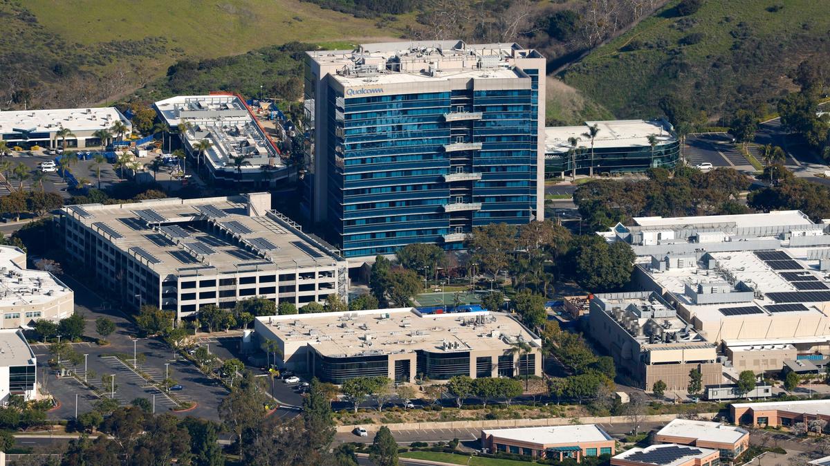 Qualcomm, seen in late January, had the most new job advertisements in San Diego County in April. (K.C. Alfred / The San Diego Union-Tribune)