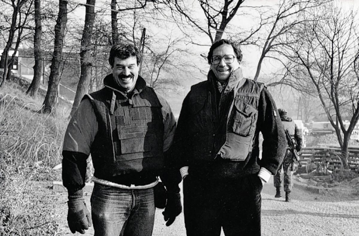 In a photo provided by Rosenblatt Family of Lionel Rosenblatt and Richard Holbrooke, in Bosnia in the early 1990s. Rosenblatt, a U.S. Foreign Service officer who helped roughly 200 South Vietnamese citizens evacuate Saigon days before it fell in 1975 with a daring and unauthorized mission that prefaced a career advocating for refugees in Southeast Asia and other global hot spots, died on April 11, 2026, at his home in Washington, D.C. He was 82. (Rosenblatt Family via The New York Times) -- NO SALES; FOR EDITORIAL USE ONLY WITH NYT STORY OBIT ROSENBLATT BY JERÉ LONGMAN FOR APRIL 25, 2026. ALL OTHER USE PROHIBITED. --