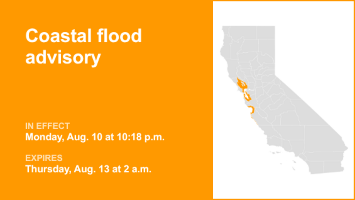 Coastal flood advisory in place for Northern California until 2 a.m. Thursday 