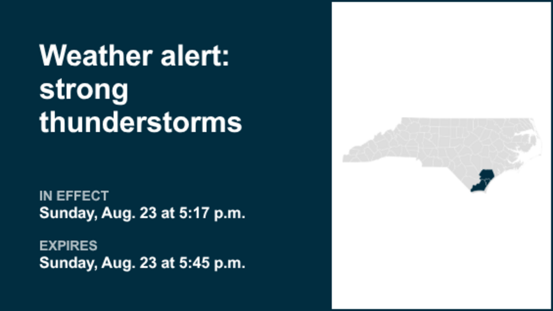 Marble-sized hail expected with thunderstorms in Eastern North Carolina Sunday 