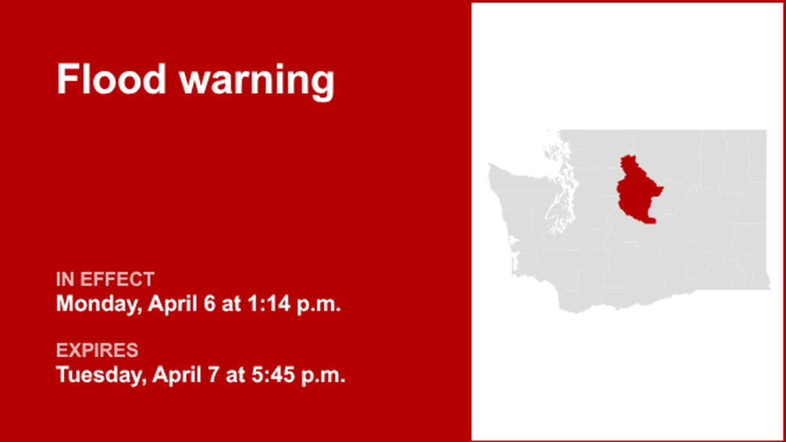 Chelan County placed under a flood warning until early Tuesday evening 