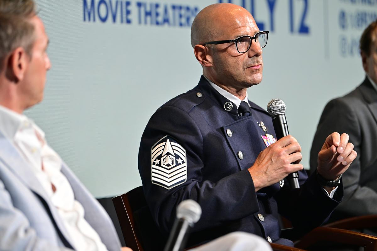  Chief Master Sergeant of the Space Force John Bentivegna speaks in Washington, D.C., on July 10, 2024. 