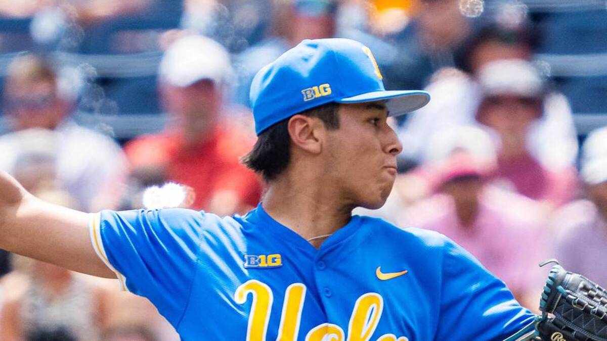  Jun 14, 2025; Omaha, Neb, USA; UCLA Bruins pitcher Wylan Moss (18) pitches during the fifth inning against the Murray State Racers at Charles Schwab Field. Mandatory Credit: Dylan Widger-Imagn Images | Dylan Widger-Imagn Images 
