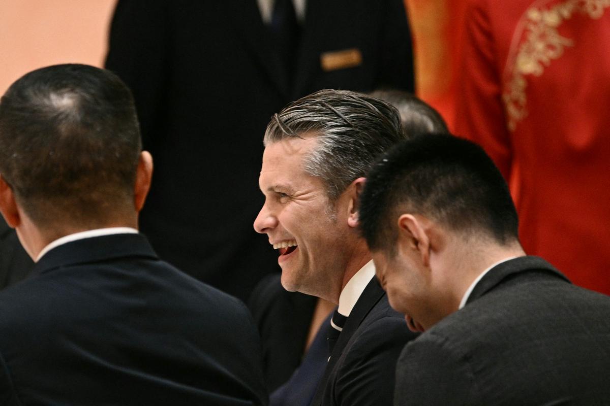  US Secretary of Defense Pete Hegseth attends a state banquet at the Great Hall of the People in Beijing on May 14, 2026. Brendan Smialowski/ AFP via Getty Images 