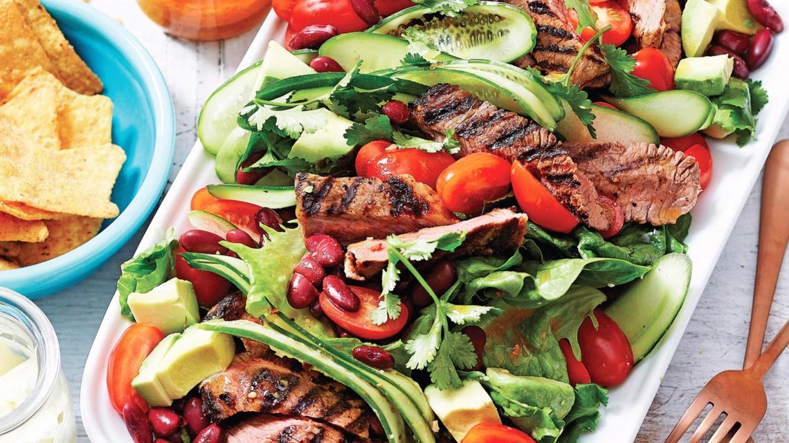Tender, juicy grilled steak salad recipe for your next summer cookout