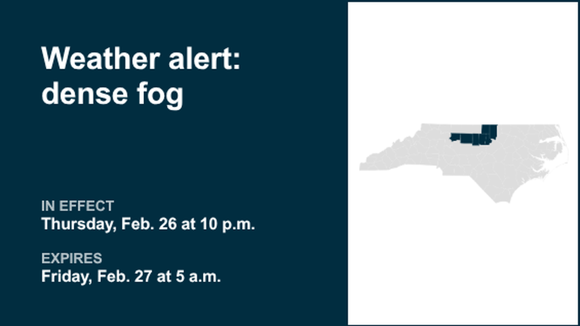 Expect dense fog in the Piedmont region until early Friday morning 