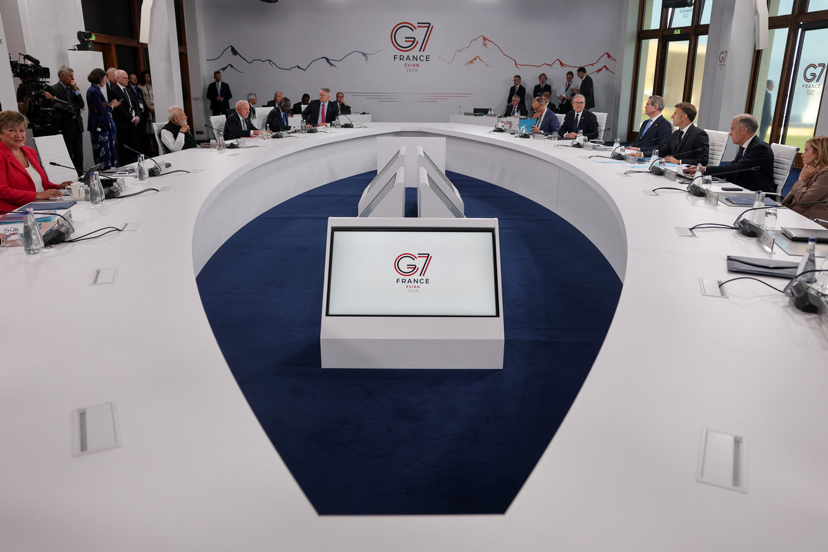 General view as attendees arrive for a working session with G7 leaders and outreach partners on promoting economic growth, during the G7 Summit in Evian-les-Bains, France, June 17, 2026. REUTERS/Christian Hartmann