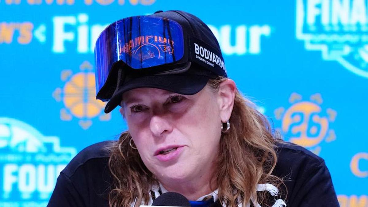  Apr 5, 2026; Phoenix, AZ, USA; UCLA Bruins head coach Cori Close speaks in a press conference after defeating the South Carolina Gamecocks during the National Championship game of the women's 2026 NCAA Tournament at Mortgage Matchup Center. Mandatory Credit: Kirby Lee-Imagn Images | Kirby Lee-Imagn Images 