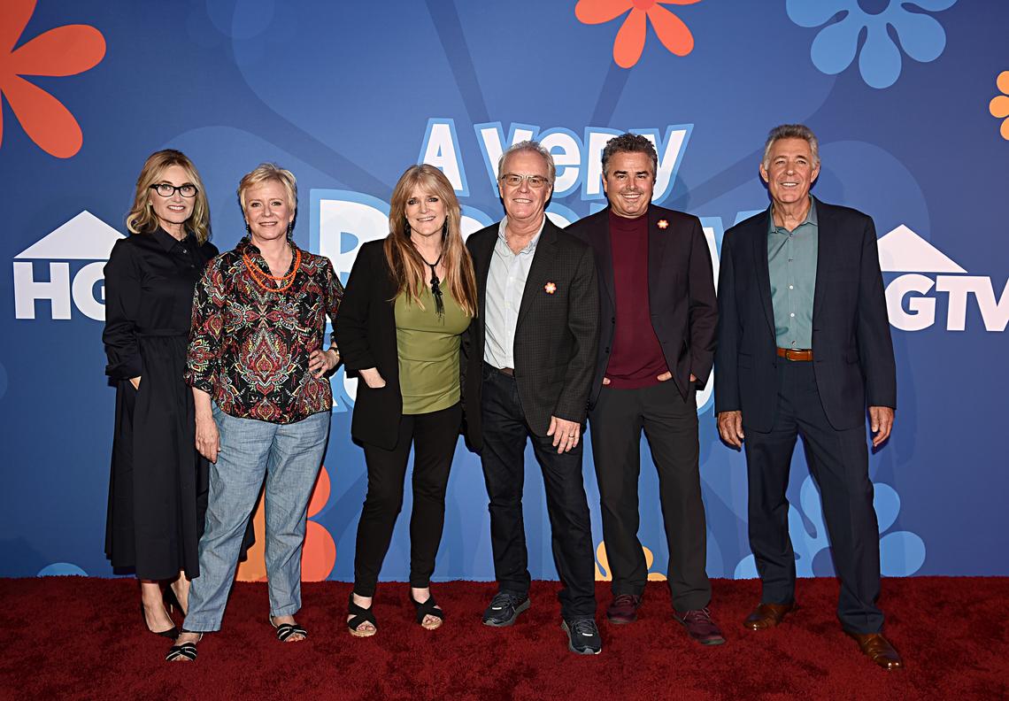 Maureen McCormick, Eve Plumb, Susan Olsen, Mike Lookinland, Christopher Knight and Barry Williams attend HGTV’s ‘A Very Brady Renovation’ reception for Discovery, Inc.’s Summer 2019 TCA Tour at The Beverly Hilton Hotel on July 25, 2019 in Beverly Hills, California.Amanda Edwards/Getty Images for Discovery