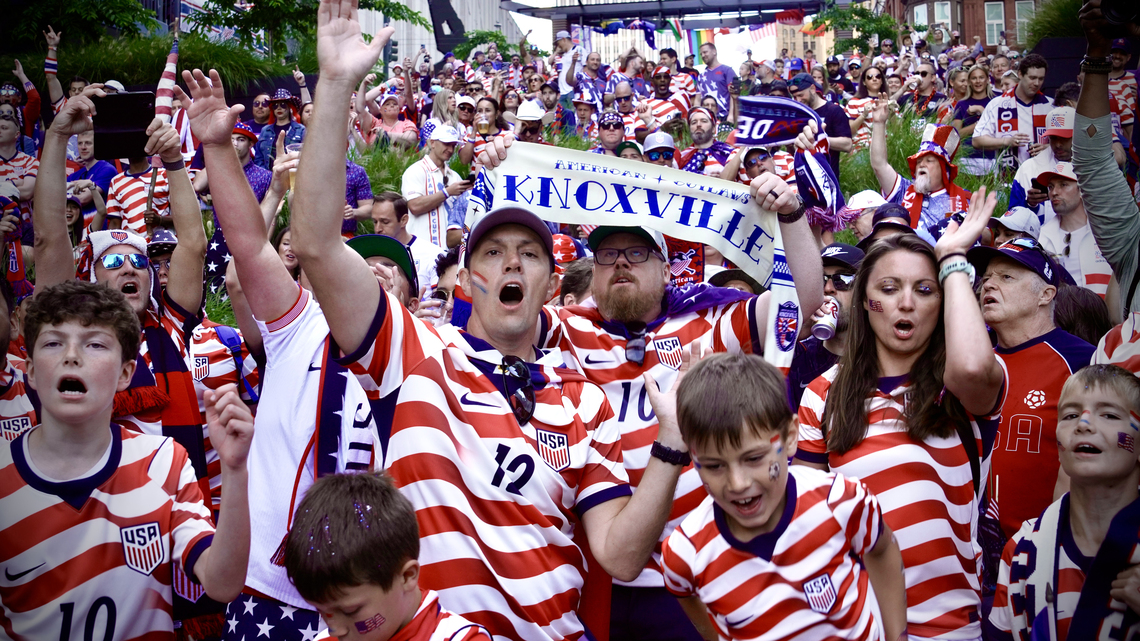 Chanting and celebrating, US soccer fans march to the match