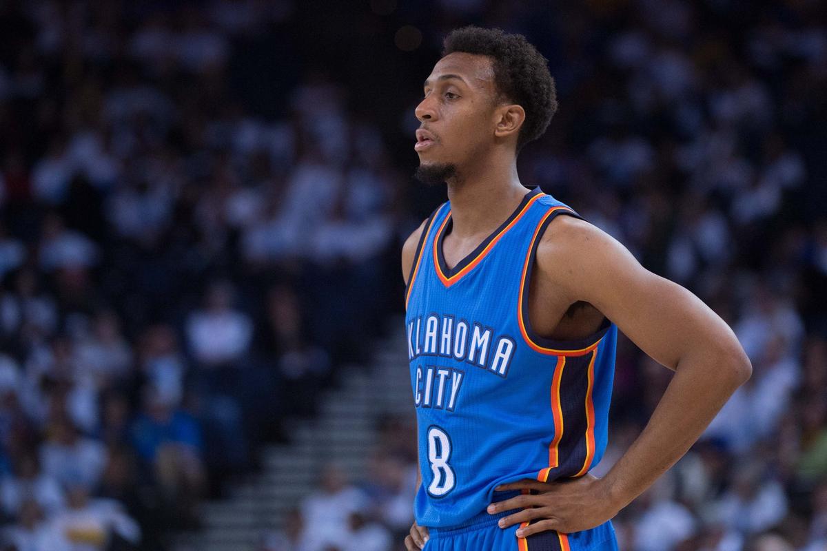January 5, 2015; Oakland, CA, USA; Oklahoma City Thunder guard Ish Smith (8) during the fourth quarter against the Golden State Warriors at Oracle Arena. The Warriors defeated the Thunder 117-91. Mandatory Credit: Kyle Terada-USA TODAY Sports