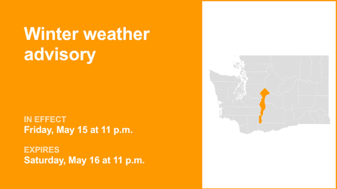 UPDATE: Winter weather advisory in place for Eastern Cascades until Saturday night 