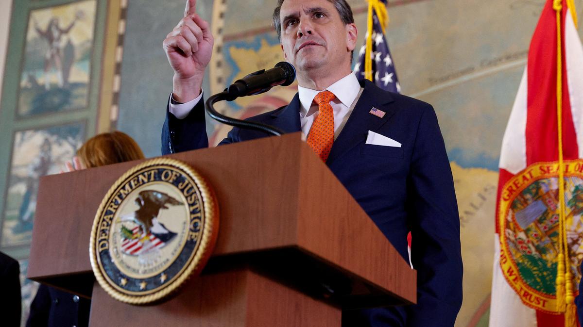 FILE PHOTO: Acting U.S. Attorney General Todd Blanche speaks at Freedom Tower in Miami, Florida, U.S., May 20, 2026. REUTERS/Marco Bello/File Photo