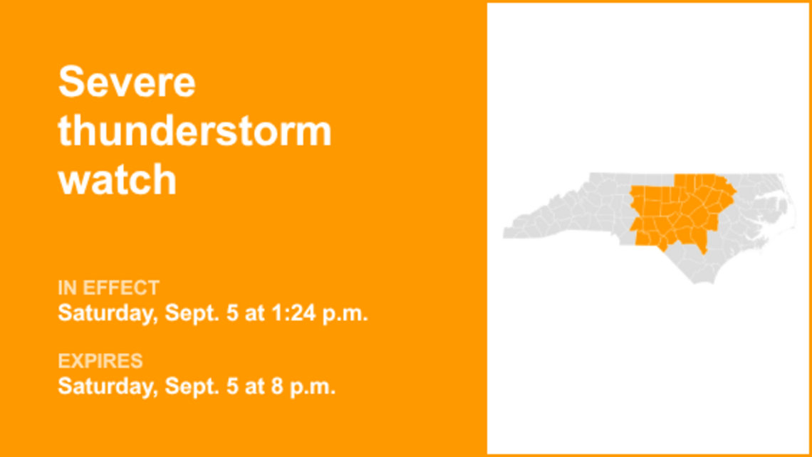UPDATE: Severe thunderstorm watch affecting North Carolina until Saturday evening 
