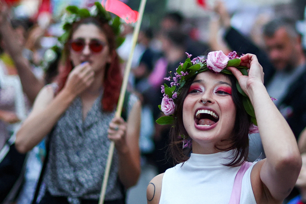 Protesters shout slogans during a protest against a luxury resort development planned by a company linked with Donald Trump's son-in-law, Jared Kushner, on an environmentally sensitive part of the Adriatic coast, in Tirana, Albania, June 4, 2026. REUTERS/Florion Goga