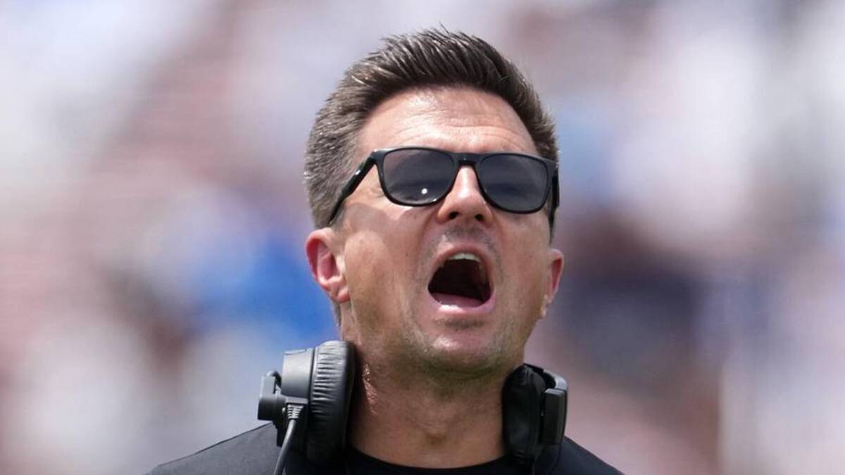  May 2, 2026; Pasadena, CA, USA; UCLA Bruins coach Bob Chesney reacts during the spring game at Rose Bowl. Mandatory Credit: Kirby Lee-Imagn Images | Kirby Lee-Imagn Images 