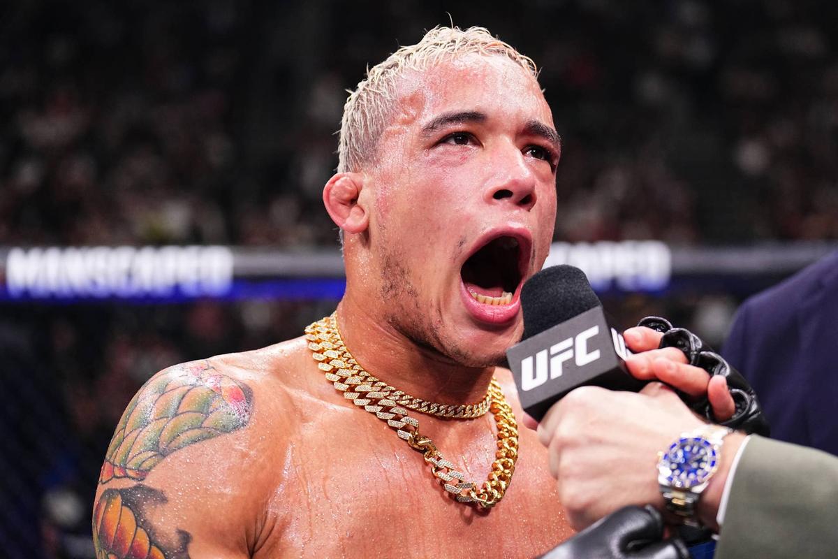  PARIS, FRANCE - SEPTEMBER 28: Bryan Battle reacts after a TKO victory against Kevin Jousset of France in a welterweight fight during the UFC Fight Night event at The Accor Arena on September 28, 2024 in Paris, France. (Photo by Chris Unger/Zuffa LLC) Bryan Battle / Getty Images