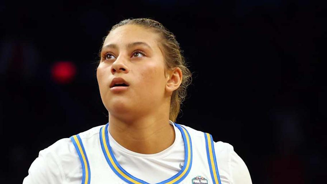  Apr 5, 2026; Phoenix, AZ, USA; UCLA Bruins forward Sienna Betts (16) against the South Carolina Gamecocks during the National Championship game of the women's 2026 NCAA Tournament at Mortgage Matchup Center. Mandatory Credit: Mark J. Rebilas-Imagn Images | Mark J. Rebilas-Imagn Images 