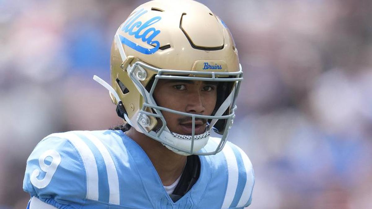  May 2, 2026; Pasadena, CA, USA; UCLA Bruins quarterback Nico Iamaleava (9) during the spring game at Rose Bowl. Mandatory Credit: Kirby Lee-Imagn Images | Kirby Lee-Imagn Images 