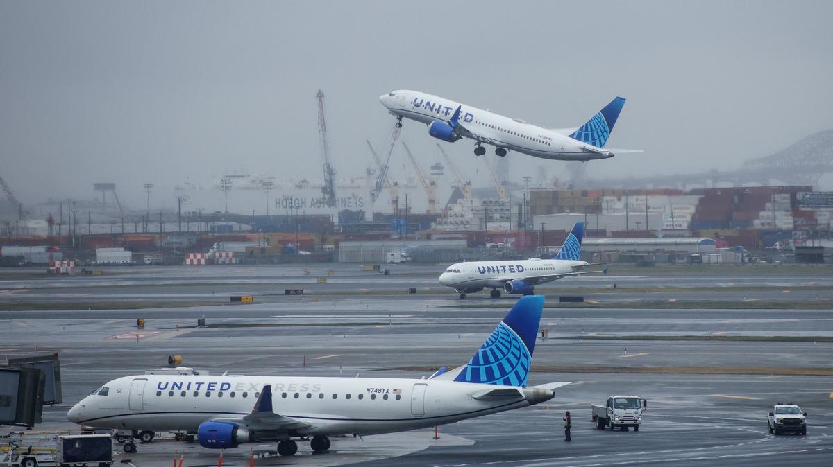 A United Airlines passenger plane takes off at Newark International Airport in Newark, New Jersey, on March 23, 2026. (Kena Betancur/AFP/Getty Images/TNS)