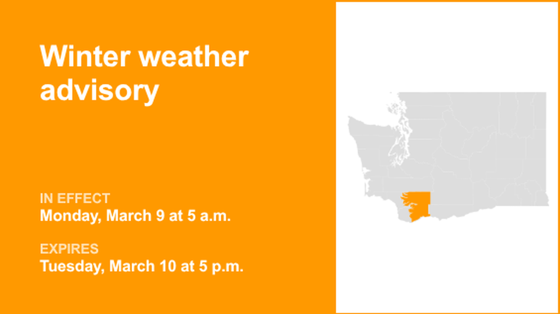 UPDATE: Winter weather advisory in place for South Cascades until early Tuesday evening 