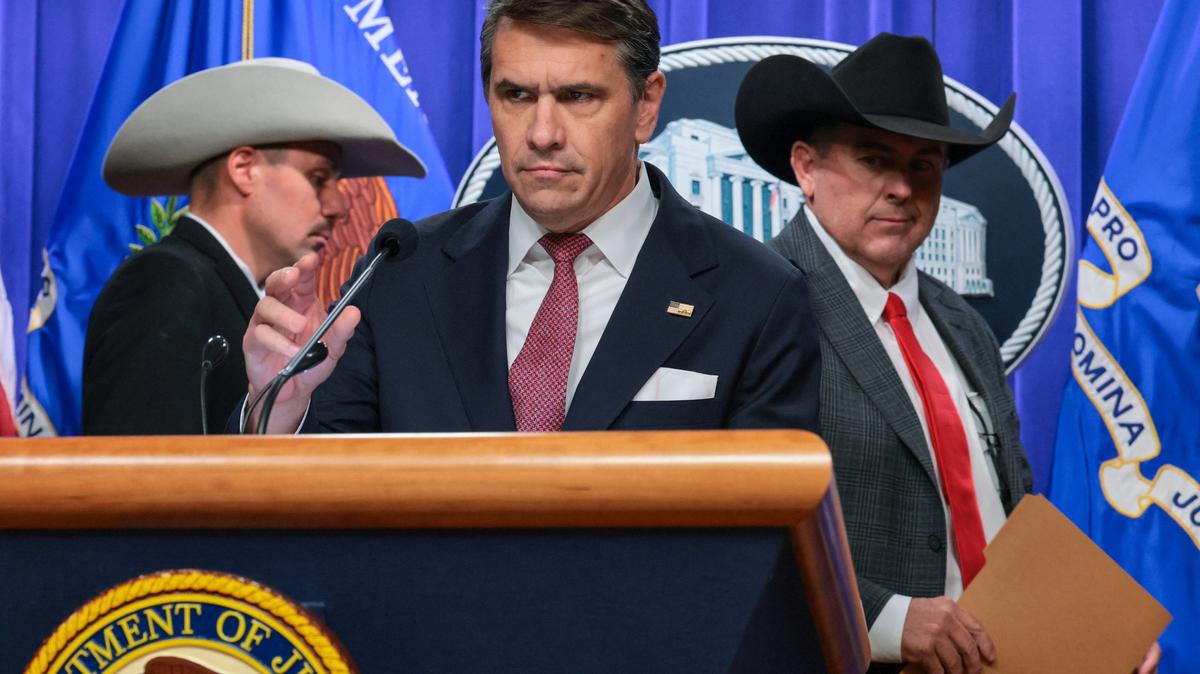 U.S. Acting Attorney General Todd Blanche arrives to begin a news conference to announce results of their investigation into potential antitrust violations in the meat-packing industry at the Justice Department in Washington, D.C., U.S., May 4, 2026. REUTERS/Jonathan Ernst