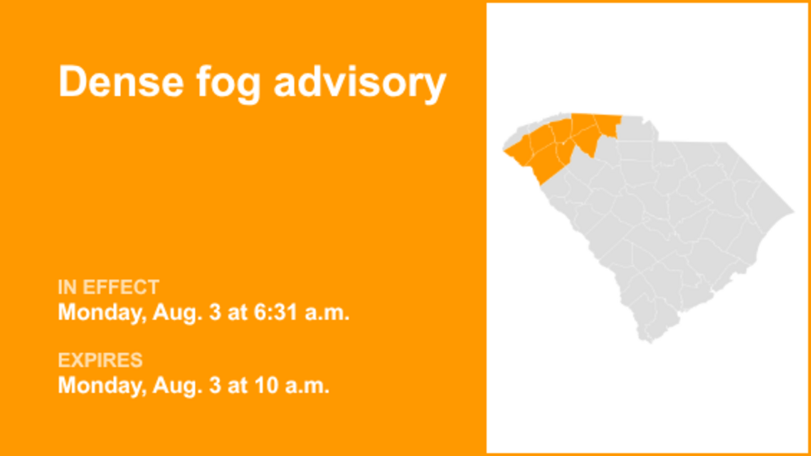 Dense fog advisory active for Upstate SC until Monday morning - 1/4 mile visibility 