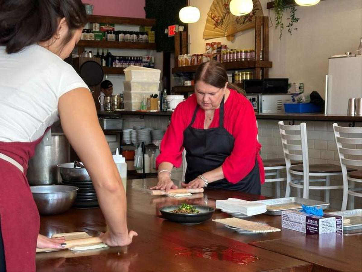 The author rolling the noodle dough at Good Fortune Co. in Memphis. Photo credit: Robin O’Neal Smith 
