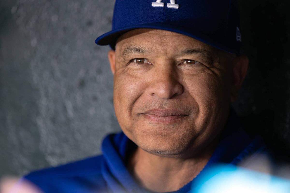  Los Angeles Dodgers manager Dave Roberts (30) conducts his pregame interview with the press © D. Ross Cameron-Imagn Images
