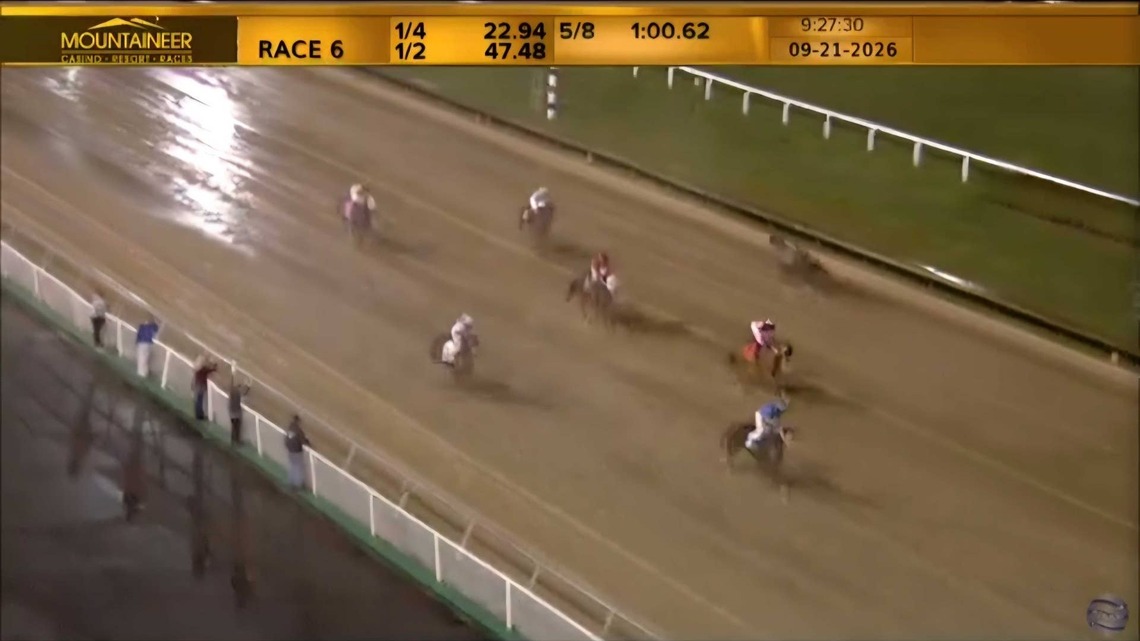 Disaster Averted As Loose Horse Runs Toward Oncoming Field At Mountaineer 
