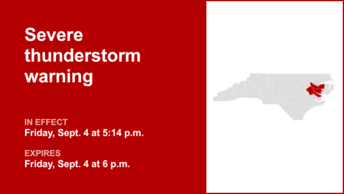 UPDATE: The current severe thunderstorm warning will expire at 6 p.m. 
