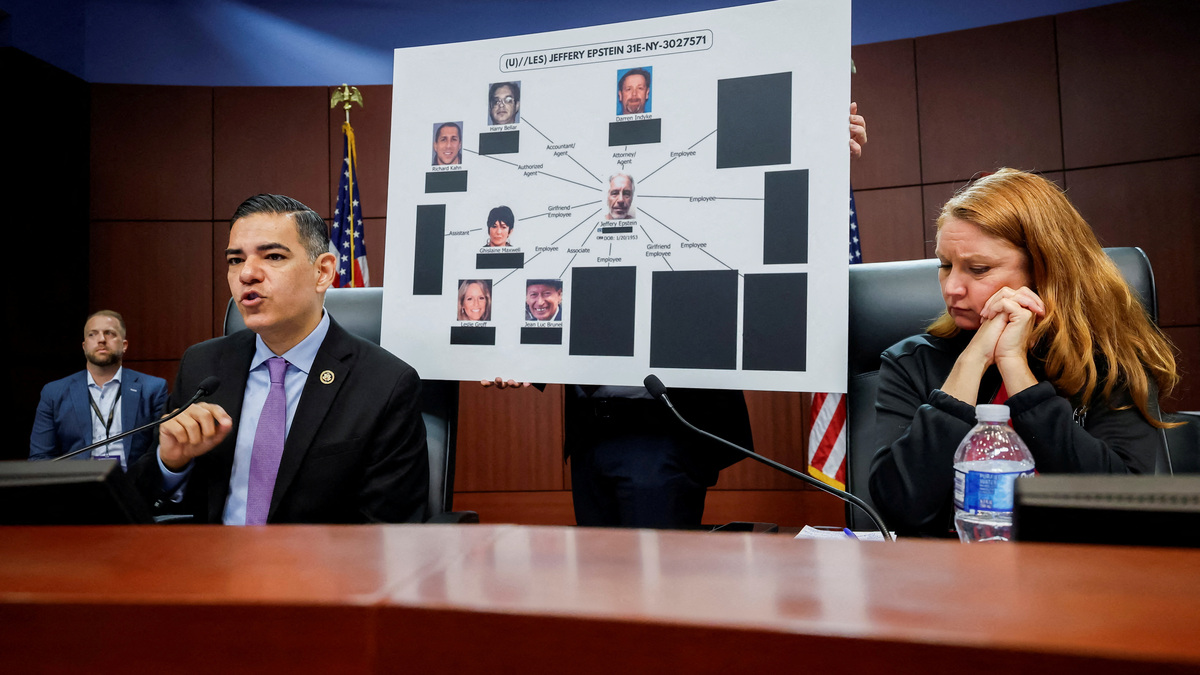FILE PHOTO: U.S. Representative Robert Garcia (D-CA) speaks, next to U.S. Representative Melanie Stansbury (D-NM), during a field hearing by the Democrats on the House Oversight Committee, as part of their investigation into Jeffrey Epstein, in West Palm Beach, Florida, U.S., May 12, 2026. REUTERS/Marco Bello/File Photo