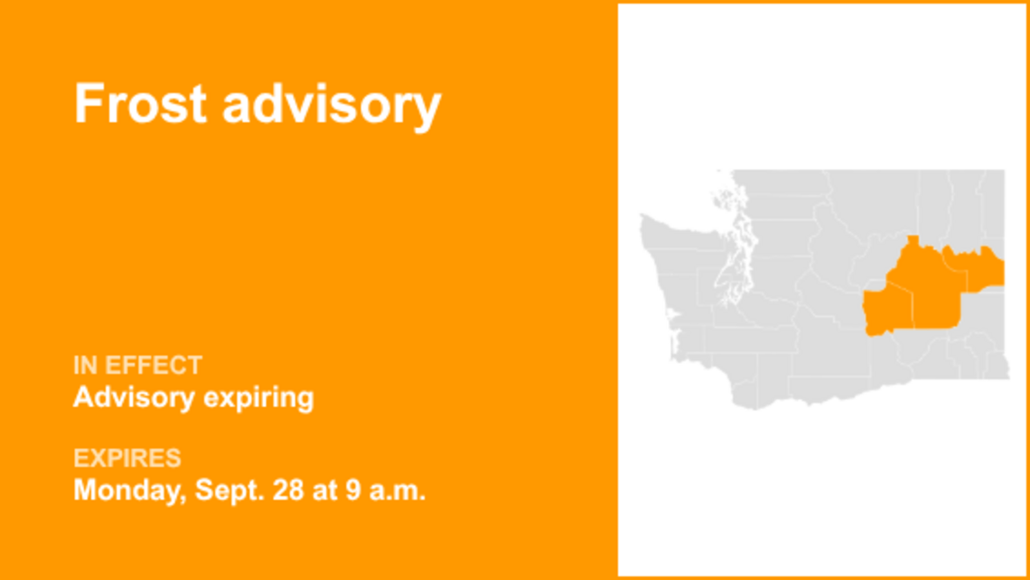The current frost advisory for Eastern Washington will be expiring at 9 a.m. 