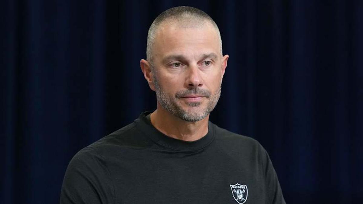  Feb 24, 2026; Indianapolis, IN, USA; Las Vegas Raiders general manager John Spytek speaks at the NFL Scouting Combine at the Indiana Convention Center. Mandatory Credit: Kirby Lee-Imagn Images | Kirby Lee-Imagn Images 