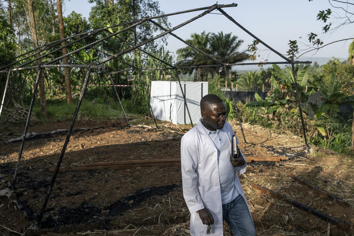 Dr. Richard Lokudu, the medical director of Mongbwalu General Hospital, in the mining town of Mongbwalu, which is at the epicenter of the Ebola virus outbreak in Democratic Republic of Congo, May 24, 2026. In a remote gold mining town at the epicenter of the Ebola outbreak, medical workers struggle to beat back a surge of deaths and infections. (Arlette Bashizi/The New York Times)