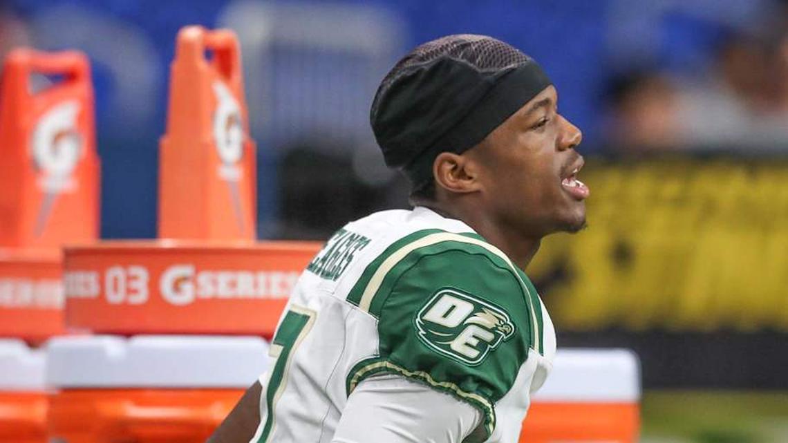  DeSoto's Ethan Feaster warms up after halftime during Friday's game at the Alamodome on Sept. 13, 2024, in San Antonio, Texas. | Angela Piazza/Caller-Times / USA TODAY NETWORK via Imagn Images 