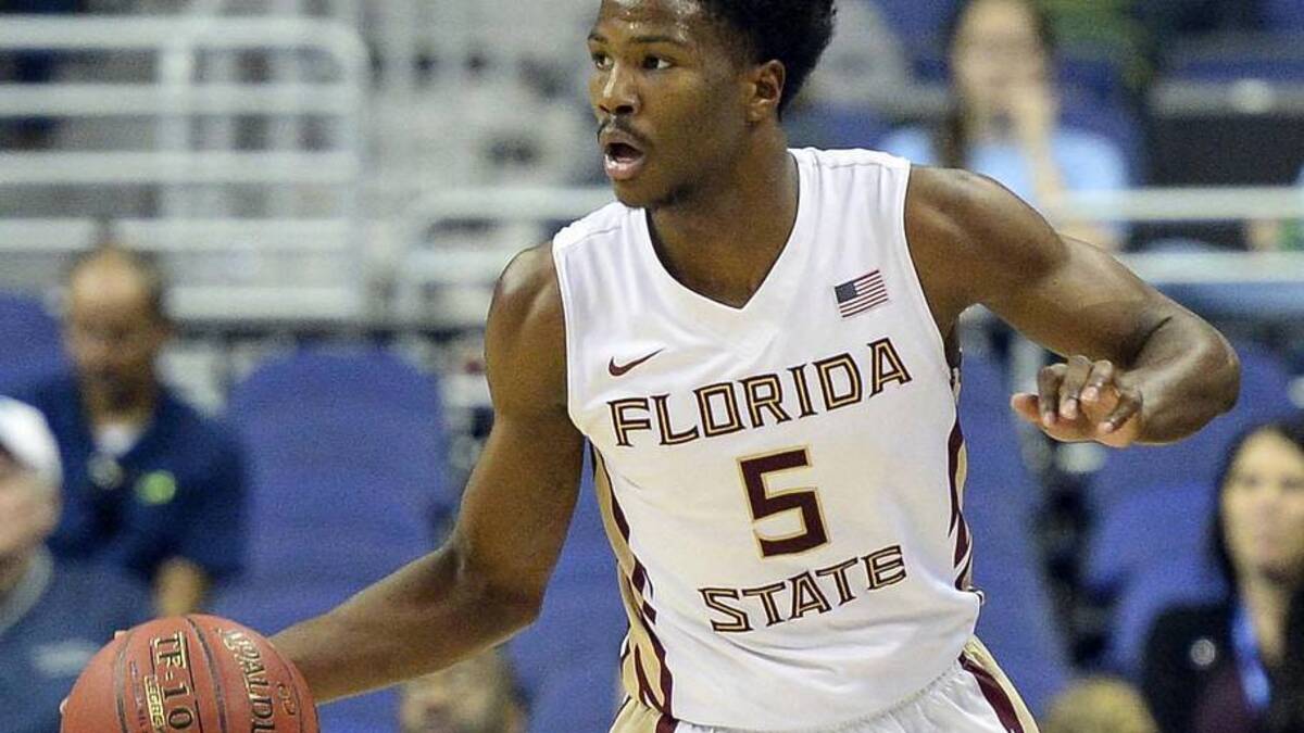  Mar 8, 2016; Washington, DC, USA; Florida State Seminoles guard Malik Beasley (5) dribbles up the court in the second half against the Boston College Eagles during round one of the ACC tournament at Verizon Center. Florida State Seminoles defeated Boston College Eagles 88-66. Mandatory Credit: Tommy Gilligan-Imagn Images | Tommy Gilligan-Imagn Images 
