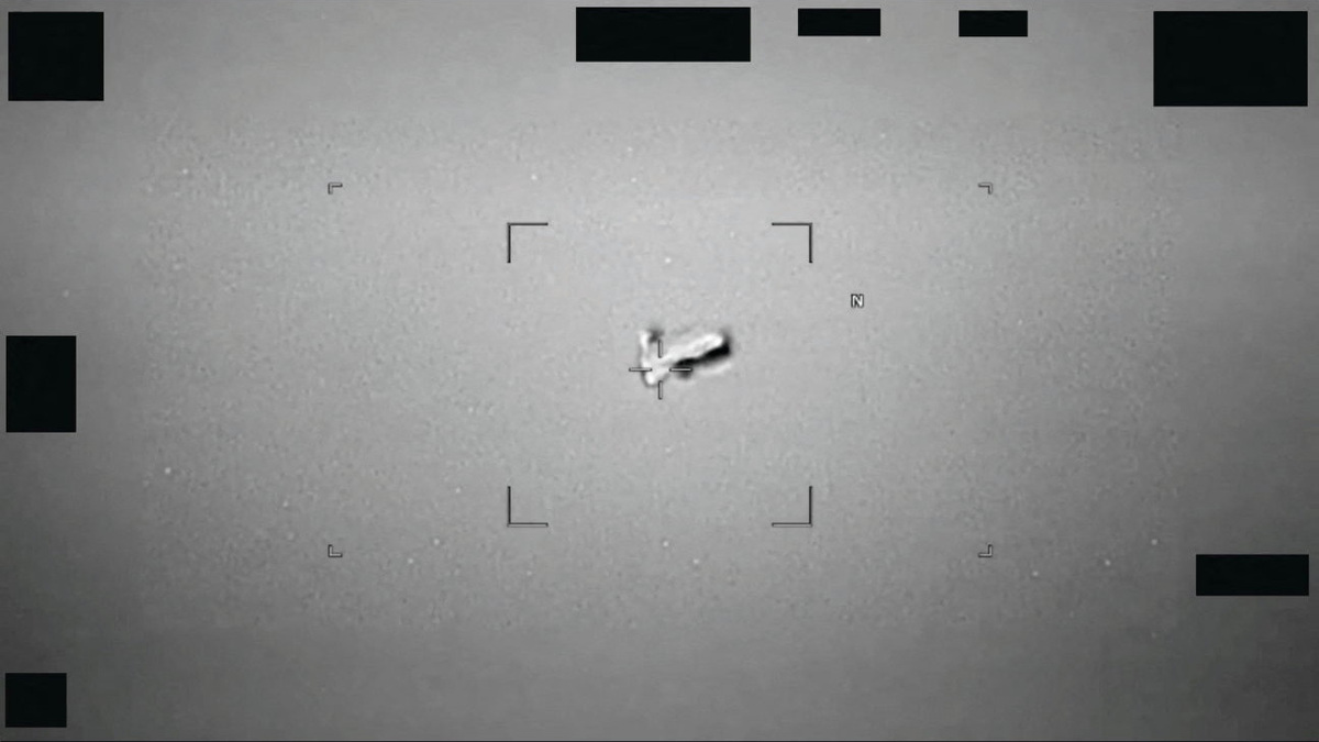 A football-shaped body reported by the U.S. Indo-Pacific Command in 2024 is seen as part of a series of documents of unidentified aerial phenomenon (UAP) released by the U.S. Defense Department on May 8, 2026. Department of Defense/Handout via REUTERS