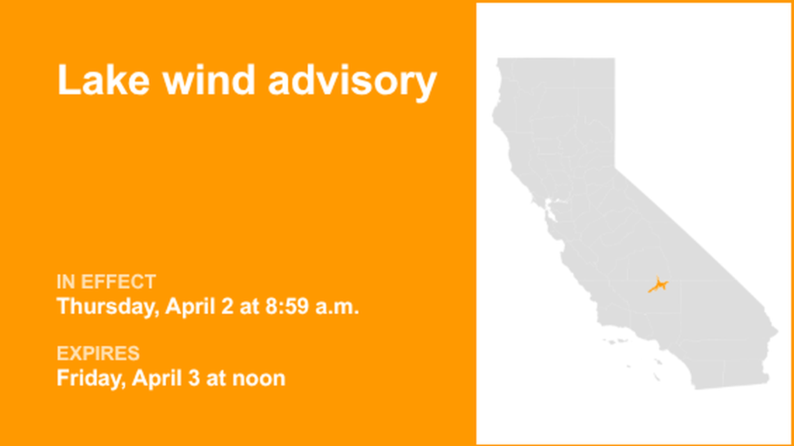Lake wind advisory issued for Kern River Valley until Friday midday, says the NWS 