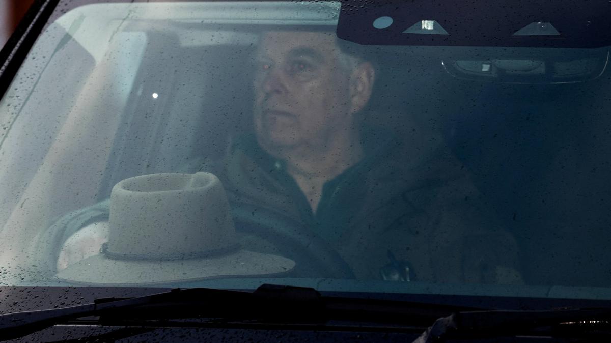 Andrew Mountbatten-Windsor seen driving in Windsor, as the U.S. Justice Department has released more records tied to the late financier and convicted sex offender Jeffrey Epstein, in Windsor, Britain, February 1, 2026. REUTERS/Toby Shepheard