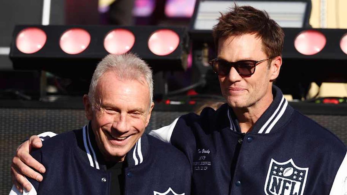  Feb 8, 2026; Santa Clara, CA, USA; Tom Brady and Joe Montana look on before Super Bowl LX between the Seattle Seahawks and the New England Patriots at Levi's Stadium. Mandatory Credit: Mark J. Rebilas-Imagn Images | Mark J. Rebilas-Imagn Images 