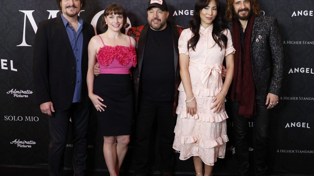 Left to right, Kim Coates, Julie Ann Emery, Kevin James, Julee Cerda and Jonathan Roumie arrive on the red carpet at the "Solo Mio" New York premiere on January 27. File Photo by John Angelillo/UPI