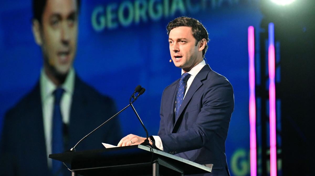 U.S. Sen. Jon Ossoff speaks during Georgia Chamber Congressional Luncheon at The Classic Center on Aug. 8, 2023, in Athens, Georgia. (Hyosub Shin/The Atlanta Journal-Constitution/TNS)